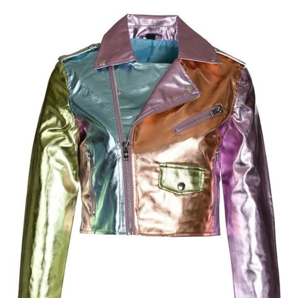 Dolls Kill Jackets & Blazers - Womens Dolls Kill Sugar thrillz metallic moto jacket size large
